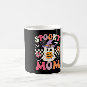 Groovy Spooky Mum Retro Ghost Holding Pumpkin Hall Coffee Mug