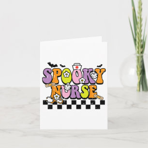 Groovy Spooky Nurse Retro Halloween Nurse Fall Scr Card