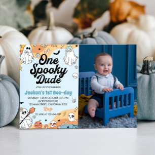 Groovy Spooky One Ghost 1st Birthday Invitation