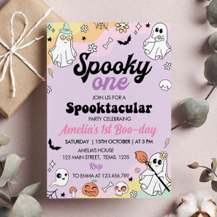 Groovy Spooky One Ghost Birthday Invitation