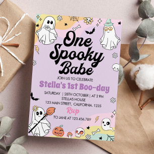 Groovy Spooky One Ghost Birthday Invitation