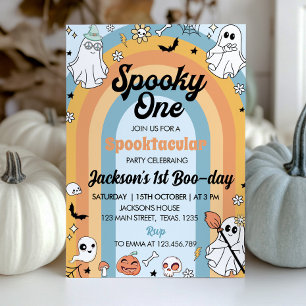 Groovy Spooky One Ghost Birthday Invitation