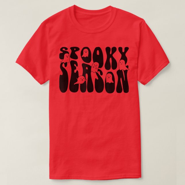 Groovy Spooky Season Boo Ghost Spooky Vibes Hallow T-Shirt (Design Front)