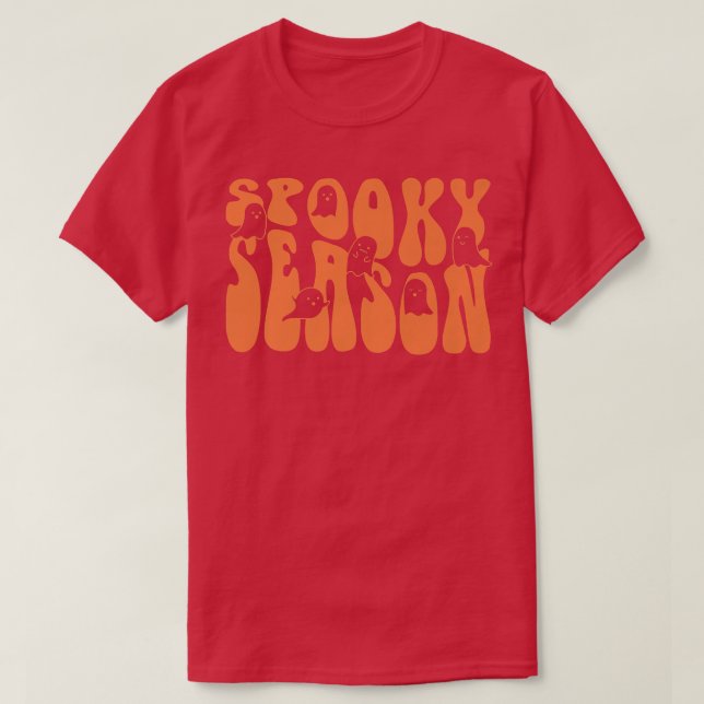 Groovy Spooky Season Boo Ghost Spooky Vibes Hallow T-Shirt (Design Front)