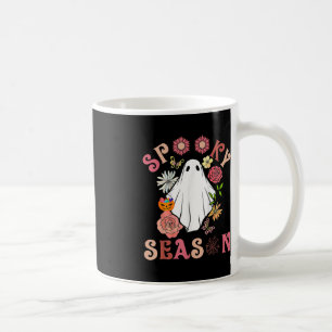 Groovy Spooky Season Cute Ghost Holding Pumpkin Ha Coffee Mug