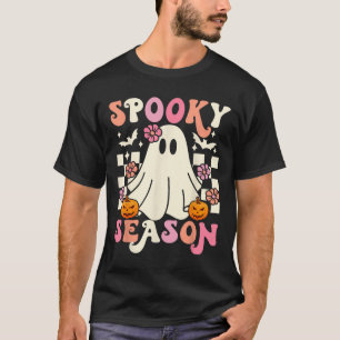 Groovy Spooky Season Cute Ghost Pumpkin Halloween T-Shirt