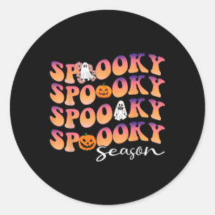 Groovy Spooky Season cute Pumpkin Halloween Classic Round Sticker