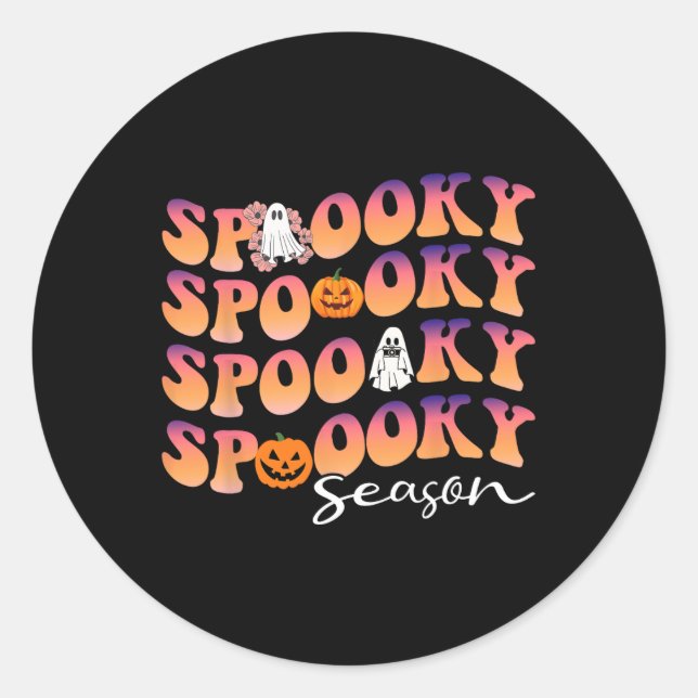 Groovy Spooky Season cute Pumpkin Halloween  Classic Round Sticker (Front)