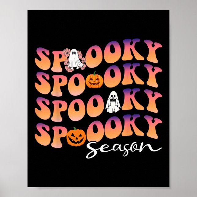 Groovy Spooky Season cute Pumpkin Halloween  Poster (Front)
