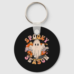 Groovy Spooky Season Ghost Halloween Key Ring