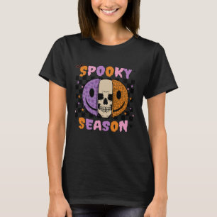 Groovy Spooky Season Halloween Ghost Boo Smile Fac T-Shirt