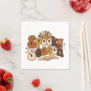 Groovy Spooky Season Retro Halloween Postcard Napkin