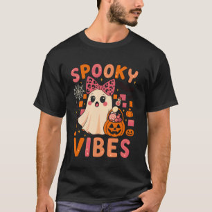 Groovy Spooky Vibes Cute Boo Ghost Halloween Costu T-Shirt
