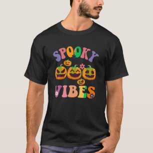 Groovy Spooky Vibes Cute Ghost Funny Halloween Boo T-Shirt
