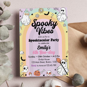 Groovy Spooky Vibes Ghost Birthday Invitation