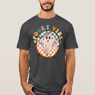 Groovy Spooky Vibes Retro Ghost Halloween Costume T-Shirt
