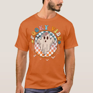 Groovy Spooky Vibes Retro Ghost Halloween Costume T-Shirt