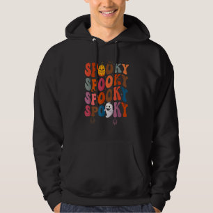 Groovy Spooky Vibes Vintage Floral Ghost Hippie Ha Hoodie