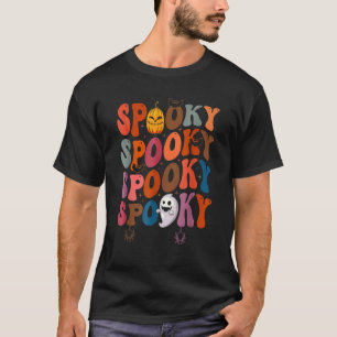 Groovy Spooky Vibes Vintage Floral Ghost Hippie Ha T-Shirt