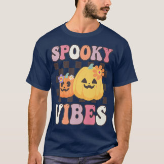 Groovy Spooky Vibes Vintage Pumpkin Hippie Hallowe T-Shirt