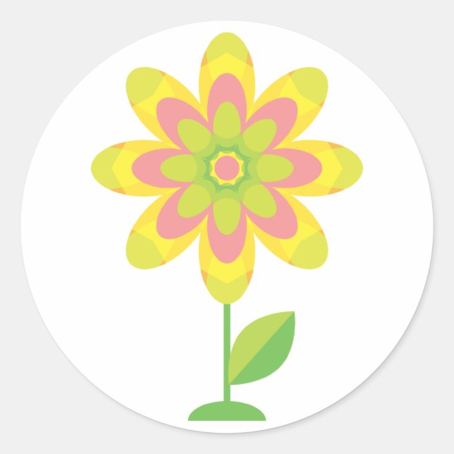 Groovy Spring Flower Classic Round Sticker (Front)