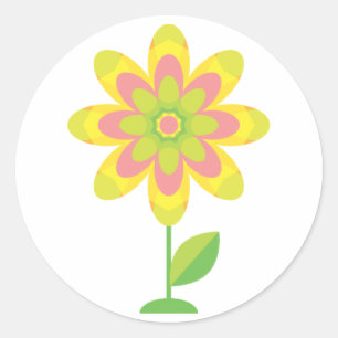 Groovy Spring Flower Classic Round Sticker