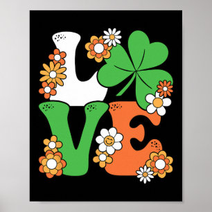 Groovy St. Patrick's Day Love Shamrock Women Girls Poster