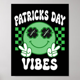 Groovy St Patricks Day Vibes Retro St Patrick's Da Poster
