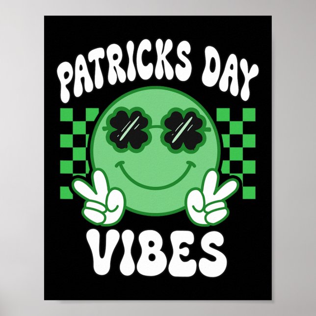Groovy St Patricks Day Vibes Retro St Patrick's Da Poster (Front)