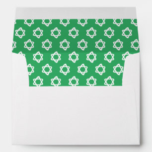 Groovy Star of David Jewish Bar Bat Mitzvah Green Envelope