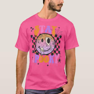 Groovy Stay Spooky Retro Halloween Happy Face Tie T-Shirt