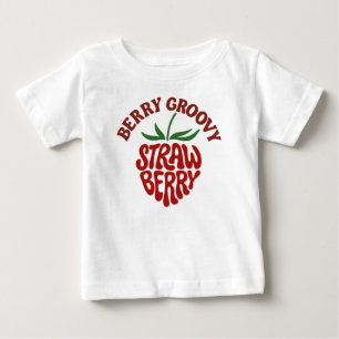 Groovy Strawberry Retro 70s Vibes Baby T-Shirt
