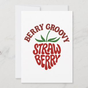 Groovy Strawberry Retro 70s Vibes Invitation