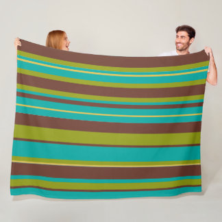 Groovy Striped Vintage Retro Stripes Fleece Blanket