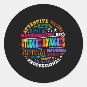 Groovy Student Advocate Appreciation Back To Schoo Classic Round Sticker