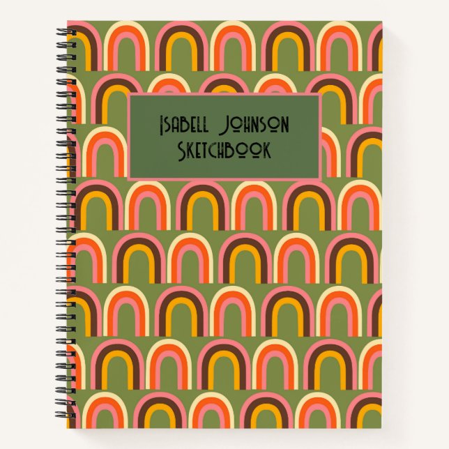 Groovy Style Rainbow Colorfull Sketch Art Notebook (Front)