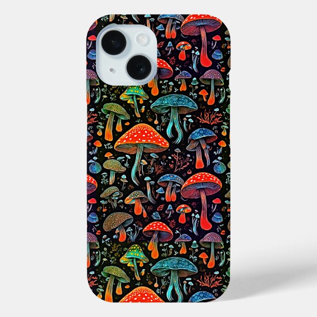 Groovy Style - Vibrant Bioluminescent Mushrooms Case-Mate iPhone Case (Back)