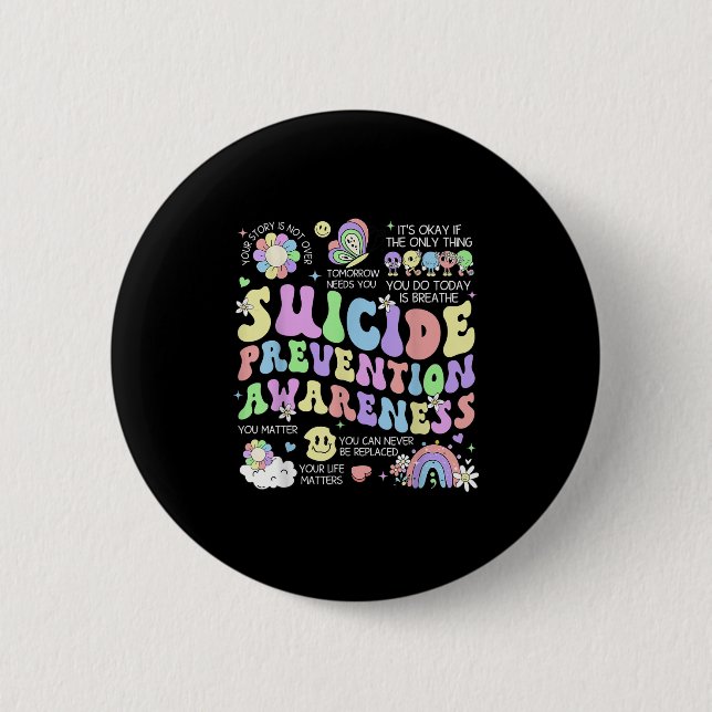 Groovy Suicide Prevention Awareness Mental Health  6 Cm Round Badge (Front)