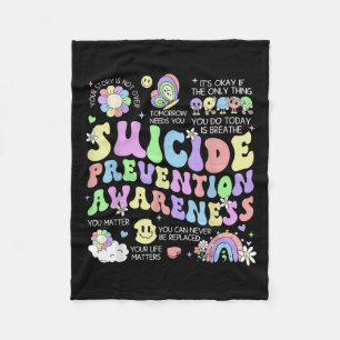 Groovy Suicide Prevention Awareness Mental Health  Fleece Blanket