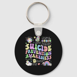 Groovy Suicide Prevention Awareness Mental Health  Key Ring