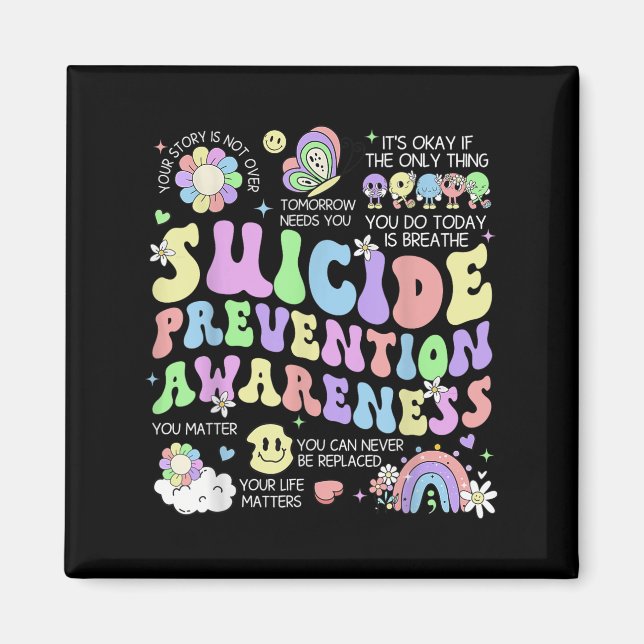 Groovy Suicide Prevention Awareness Mental Health  Magnet (Front)