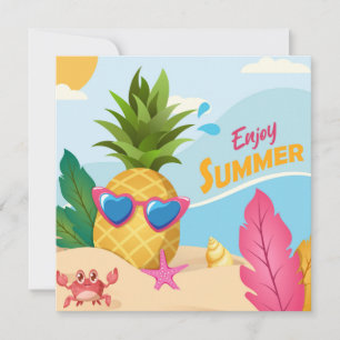 Groovy Summer Beach Holiday Pineapple Greeting Card
