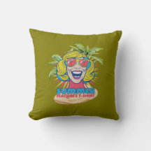 Groovy Summer Teacher Vibes Throw Pillow