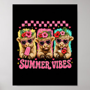 Groovy Summer Vibes Highland Cow Poster