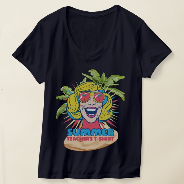 Groovy Summer Vibes Smiley Tee for Teachers (Laydown)