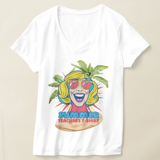 Groovy Summer Vibes Smiley Tee for Teachers (Laydown)