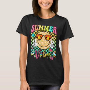 Groovy Summer Vibes Women Girl Kids Summer Beach V T-Shirt