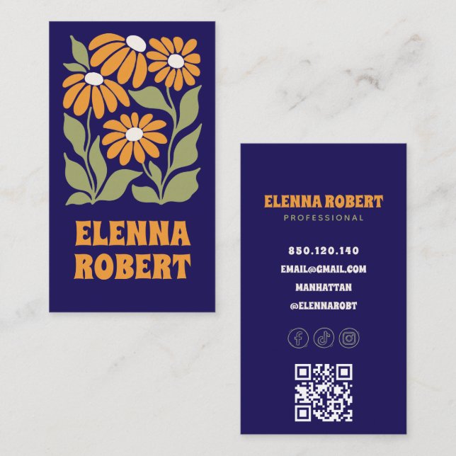 groovy sunflower soft business card (Front/Back)