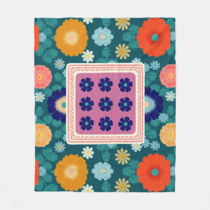 Groovy Sunflowers and Botanical Blooms Fleece Blanket