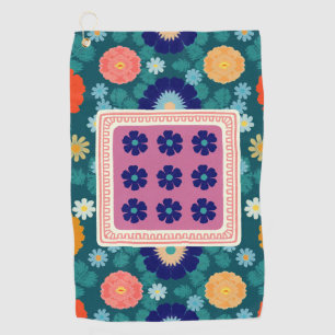 Groovy Sunflowers and Botanical Blooms Golf Towel